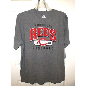 Majestic MLB Cincinnati Reds Baseball  Gray T-SHIRT Men's XL‎ NEW with Tag